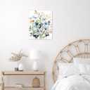 EOBTAIN Vintage Floral Wall Art Blue Watercolor Wildflower with Green Leaf Nature Plant Framed Picture Rustic Botanical Painting Artwork Print Decor for Bedroom Living Room 16x24 Inches