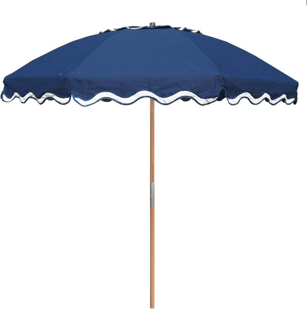 AMMSUN 7.8ft Patio Umbrella, Outdoor Table Umbrella, Boho Seashore Umbrella with UPF 50+ Water-Resistant Canvas, Air Vent, Ash Wood Pole and Carry Bag