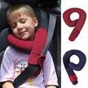 Kids Travel Neck Pillow, Comfortable Head & Chin Support for Car seat & Airplane, Toddler Pillow for Sleeping on Road Trip, Gifts for Child (Wine Red & Dark Blue)