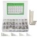 560 Pieces M3 M4 M5 M6 304 Stainless Steel Hex Socket Head Cap Bolts Screws Nuts Washers Assortment Kit with Hex Wrenches