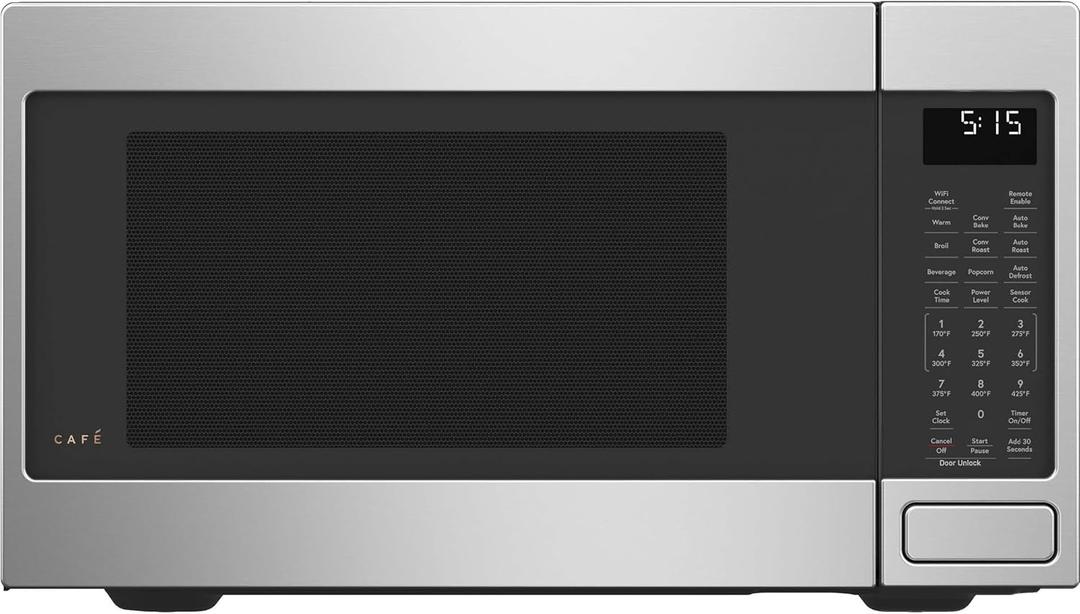 Caf Countertop Convection Microwave Oven with Child Lock Technology, Broil, Auto-Cook, Roast, Defrost, Warm, Scan-to-Cook WiFi-Connectivity, 1000W, 1.5 Cu. Ft, Stainless Steel CCWK15C1WSS