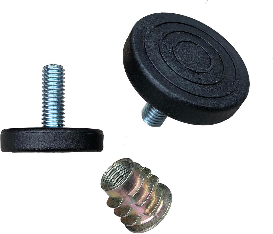 3/8"-16 Threaded Bolt,4Pack,Furniture Levelers with Screw-in Nuts,1.5" Base Furniture Feet,Heavy Duty Adjusting Foot,1" Adjustable Furniture Legs,Table Levelers,Chair Levelers,Thread Pitch:16