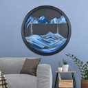 Oneshow 17.3 in Moving Sand Art Picture Wall Hanging, 3D Sand Art Liquid Motion 360 Rotating,for Meditation, Home Office Decoration Relax Mood Glass Craft Birthday Gifts for Adults, Blue-17.3 in