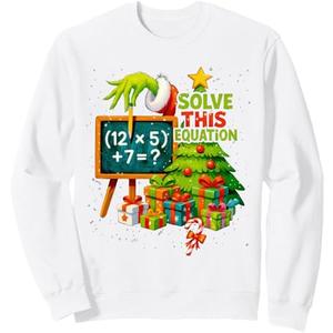 67 Green Teacher Christmas Six Seven Meme Brainrot Math Xmas Sweatshirt, Size S