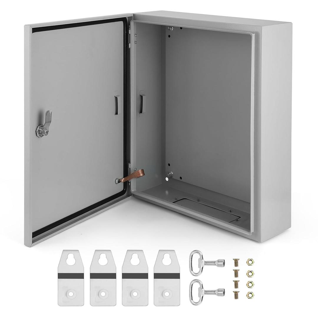 Garvee Outdoor Electrical Box,20x16x6 Steel Junction Box, NEMA 4X Electrical Enclosure Box IP66 Waterproof & Dustproof, Universal Electrical Project Box with Lock & Mounting Plate