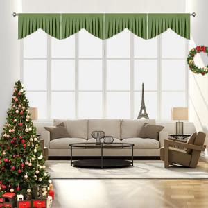 Valances for Windows Green Window Valance for Kitchen Rod Pocket Blackout Valance for Living RoomPack of 4 Green 39" W x 20" L