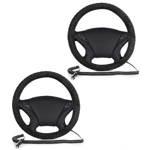 VaygWay Car Heated Steering Wheel Cover - 12v Black Soft Plush Warmer Car Steering Wheel Heater - Premium Quality 15" Auto Comfortable Steering Wheel Cover Protector Warmer for Vehicle- 2 Pack