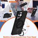 Compatible with Samsung Galaxy S26 Ultra Case 6.9'' with Magnetic Ring Stand [Military Drop Protection][Compatible with MagSafe] S26 Ultra Phone Case for Men Wowen,Black