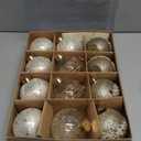 12PCS Clear Glitter Christmas Ball Ornaments, 3.15" Champagne Gold Sequin Christmas Decoration Set, Large Hanging Ornaments for Xmas Tree, Wedding, Holiday, Party