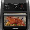 CHEFMAN ExacTemp 12 Quart 5-in-1 Air Fryer with Integrated Smart Cooking Thermometer, 28 Touchscreen Presets, Rotisserie, Dehydrator, Bake, XL Convection Oven with Auto Shutoff, Black