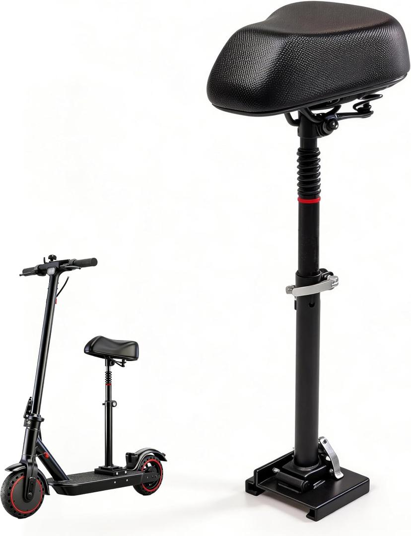 Adjustable Electric Scooter Seat, Suitable for All 8.5-inch and 5.3-6 inch Scooter Pedals, Upgraded and Enlarged Waterproof Seat Cushion, Shock-Absobing Riser, Stable and Firm, Adjustable Height