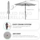 JEAREY 9FT Outdoor Patio Umbrella with Solar Lights, LED Lighted Pool Umbrella with Tilt and Crank, Outdoor Table Umbrellas for Deck, Yard & Market (Light Grey)