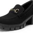 DREAM PAIRS Loafers for Women Platform Chunky Loafers Slip On Casual Shoes 10, All Black 