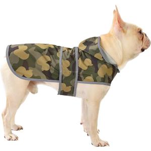 Dog Raincoat, Waterproof Dog Rain Jacket with Hood, Adjustable Rain Coat Poncho with Reflective Strips & Leash Hole for Medium Dogs Puppies, Lightweight Pet Clothes (Camo Ducks) Medium