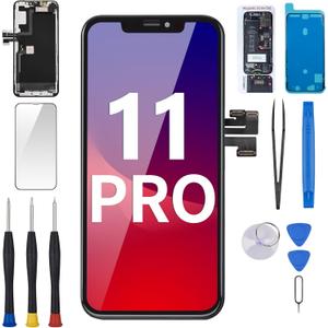 for iPhone 11 Pro Screen Replacement 5.8 with Ear Speaker Proximity Sensor, 11pro 3D Touch LCD Display Full Assembly Digitizer Fix Tools with Glass Front Earpiece, Repair Kit A2160, A2217, A2215