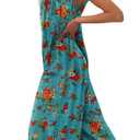 YESNO Casual Wide Leg Jumpsuits for Women Boho Floral Pleated Wide Leg Overalls Rompers Vacation Outfits with Pockets PIA (XL)