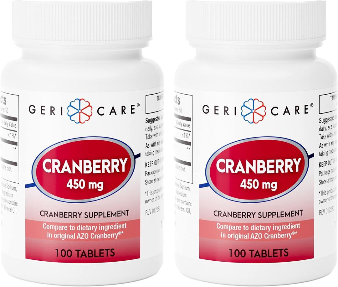 High-Potency Cranberry Supplement - 450mg Pure Cranberry Tablets for Urinary Tract Health Natural UTI Prevention for Men & Women- GMO, Gluten & Dairy Free Cranberry Concentrate 100 Count (2pk), Best By- 2028/03