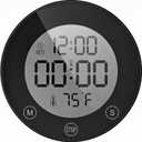 KADAMS Shower Timer Clock Waterproof Bathroom Timer Digital Wall Clock with Countup Countdown, Magnetic Kitchen Timer Clock with Temperature, Suction Cup for Kids Shower Spa Cook Bath (3.54'' Black)