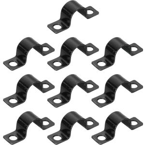 uxcell 100Pcs U-Shaped Pipe Clamp, 1/2 Inch(12mm) 2 Hole U-Tube Strap Clamp Heavy Duty Connector Bracket for Conduit Cables Wire Cord, Black