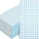 WDF 150Pack Baby Blue Paper Checkered Napkins - 3 Ply Disposable Blue and White Gingham Napkins Guest Dinner Napkins Paper for Bathroom Picnic BBQ Birthday Graduation (Baby Blue Gingham - 150PCS)