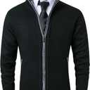 Vcansion Men's Classic Cardigan Sweaters Stand Collar Slim Fit Casual Knitted Sweater, US Large