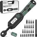1/4 Torque Wrench Digital(1.1-22.2Ft.Lb) 2% Accuracy Digital Torque Wrench 1/4 Drive with Buzzer and LED Flash Track Mode Inch Pound Torque Wrench Set with Bits & Sockets for Bike Moto Gunsmithing