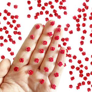 200 Pieces Tiny Red Rose Decor for Dollhouse Mini Resin Decor for Crafts Tiny Things for Fairy Garden Micro Landscaping Decoration