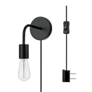 Holden 1-Light Matte Black Plug-In or Hardwire Wall Sconce with 6 ft. Cord