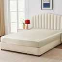 CozyLux Satin Fitted Sheet Twin Size, Beige Silky Satin Bed Fitted Sheet Only with Silky Microfiber, Deep Pocket, Single Bottom Sheet Sold Separately, Breathable, Smooth and Soft