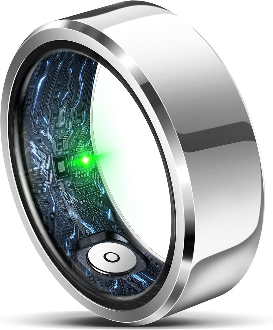 Smart Ring for Women Men, Fashion Minimalist Fitness Ring & Sleep Tracker Ring with Heart Rate, Blood Pressure,5ATM Waterproof Health Ring, No Subscription, Gifts for Women Men Gift (Silver 10)