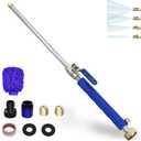 Buyplus Jet Nozzle High Pressure Hose Nozzle, 2-in-1 High Pressure Power Washer for House, Jet Nozzle for Garden Hose Power Washer Wand with 3 Different Tips, Quick Connectors and Gloves, 18 Inch Blue