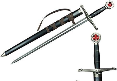 Prince Sword with Sheath,Crusader Knight Templar Short Sword - Historical Reproduction, Cast Metal Handle (Black)
