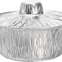 Frcctre 10 Pcs Disposable Aluminum Pot with LidS, Disposable 2 Liter Round Aluminum Foil Pan Food Container for Camping Vacation Trips Picnic Heating Cooking
