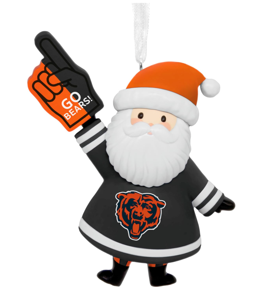 Hallmark Christmas Ornament, NFL Chicago Bears Santa Fan Ornament, Gifts for Sports Fans