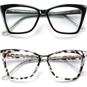 Trendy Premium Reading Glasses for Women Oprah Style Computer Readers Anti Blue Light with TR90 Unbreakable Frame (2007 Black + Tortoise)