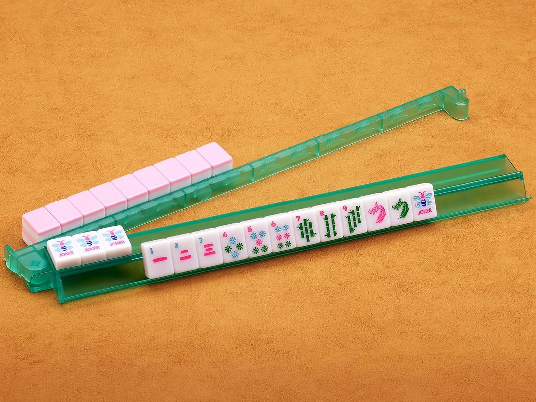 18.5-Inch Mahjong Racks with Pushers Green 4 PCS Made of Polycarbonate Plastic PC