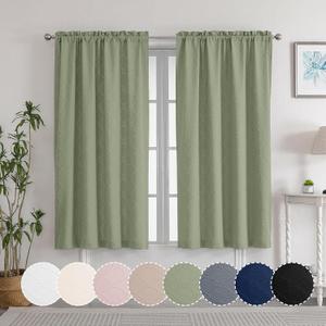 OWENIE 3D Embossed Sage Green Curtains 84 Inches Long 2 Panels Set, Balance Privacy & Light Filtering Modern Drapes for Living Room/Bedroom, Soft Rod Pocket Window Curtains, 2 Pcs Each 38 x 84 inch