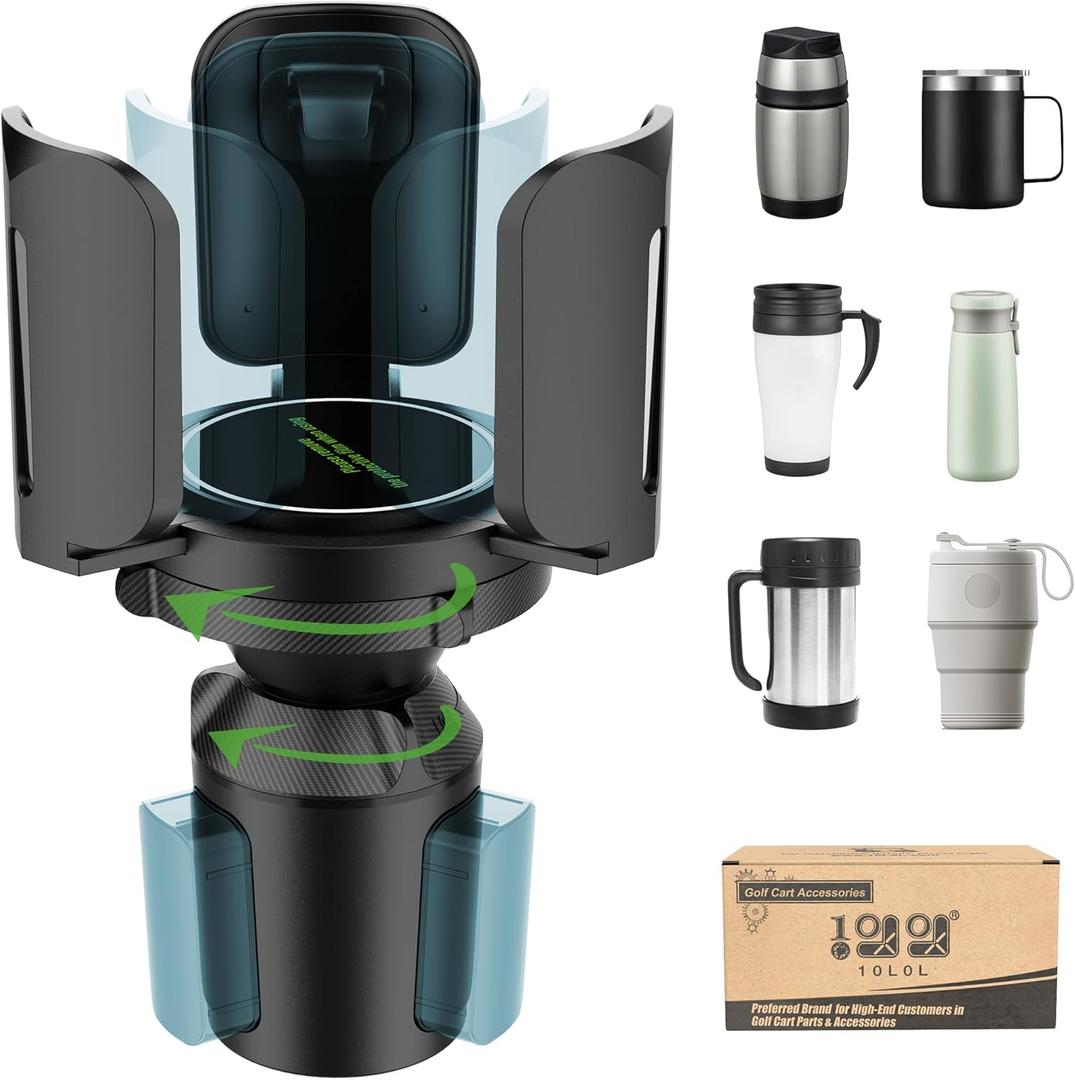 10L0L Upgraded 64oz Large Cup Holder Expander for Car, Expandable Cup Holder Adapter with Adjustable Base, Universal Compatible with Yeti, Hydro Flasks, Owala, Other Big Bottles Mugs Drinks (1PC Black)