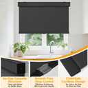 Cordless Blackout Roller Shades for Windows & Doors, Free-Stop Shades with Valance, UV Protection, Thermal Insulated Window Blinds for Home, Bedroom, Office, Black, 45" W x 72" H