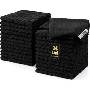 Kitinjoy Microfiber Cleaning Cloth, 24 Pack Soft and No Lint Microfiber Towels Cleaning Supplies, Absorbent Fast Drying Cleaning Rags for Housekeeping, Kitchen, Window, 12 x12 Inches, Black