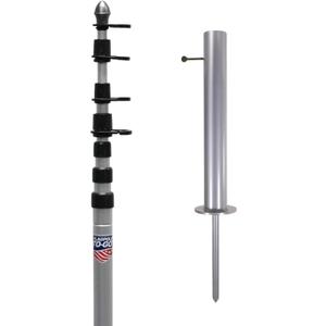 20 Beach & Backyard Flagpole Kit with Portable Aluminum Flagpole and Ground Mount