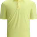 Alex Vando Mens Golf Shirt Moisture Wicking Quick-Dry Short Sleeve Casual Polo Shirts for Men (Yellow, XL)