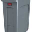 Rubbermaid Commercial Products SLIM JIM Plastic Rectangular Trash/Garbage Can/Bin with Venting Channels, 16 GAL, Gray, for Kitchens/Classrooms/Offices/Back of House