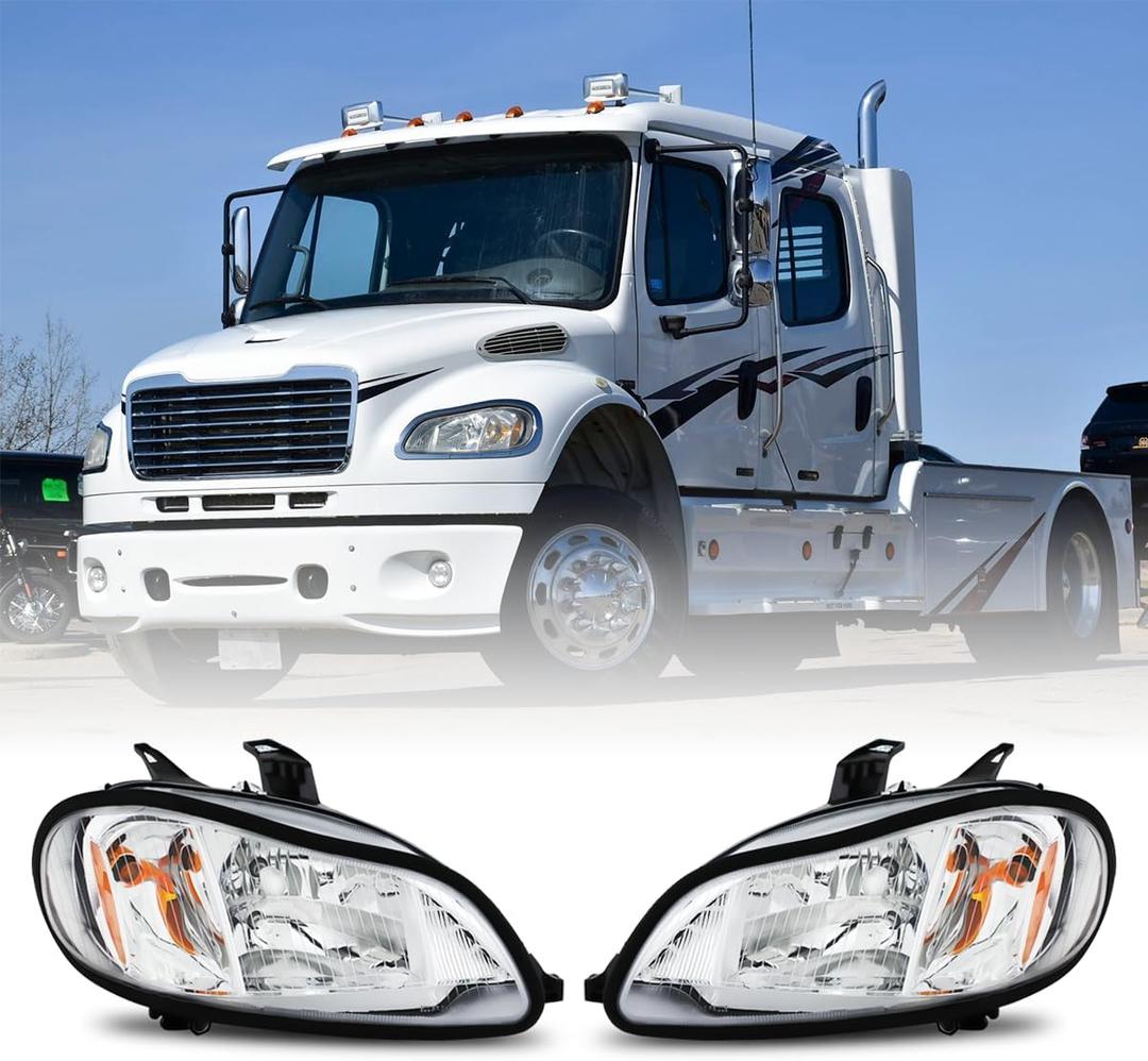 Freightliner Headlights for M2 2004-2013,Replacement Headlamp DOT and SAE Approved (Pair Set)