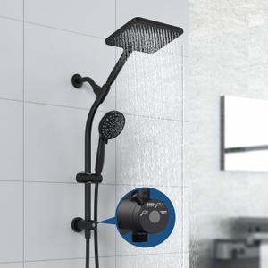 Rain Shower Head with Handheld High Pressure rainfall Shower Heads with Handheld Spray Combo,Black