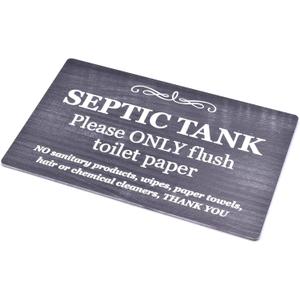 Septic Tank Sign  Strong self adhesive  Stylish Polite Notice engraved onto textured CARBON ASH (burnt wood) effect acrylic  Plaque for Toilet, Bathroom, W.C  Septic Tank Signage