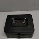 KYODOLED Cash Box with Combination Lock Safe Metal Money Box with Money Tray for Security Lock Box 7.87"x 6.30"x 3.35" Black (Medium)