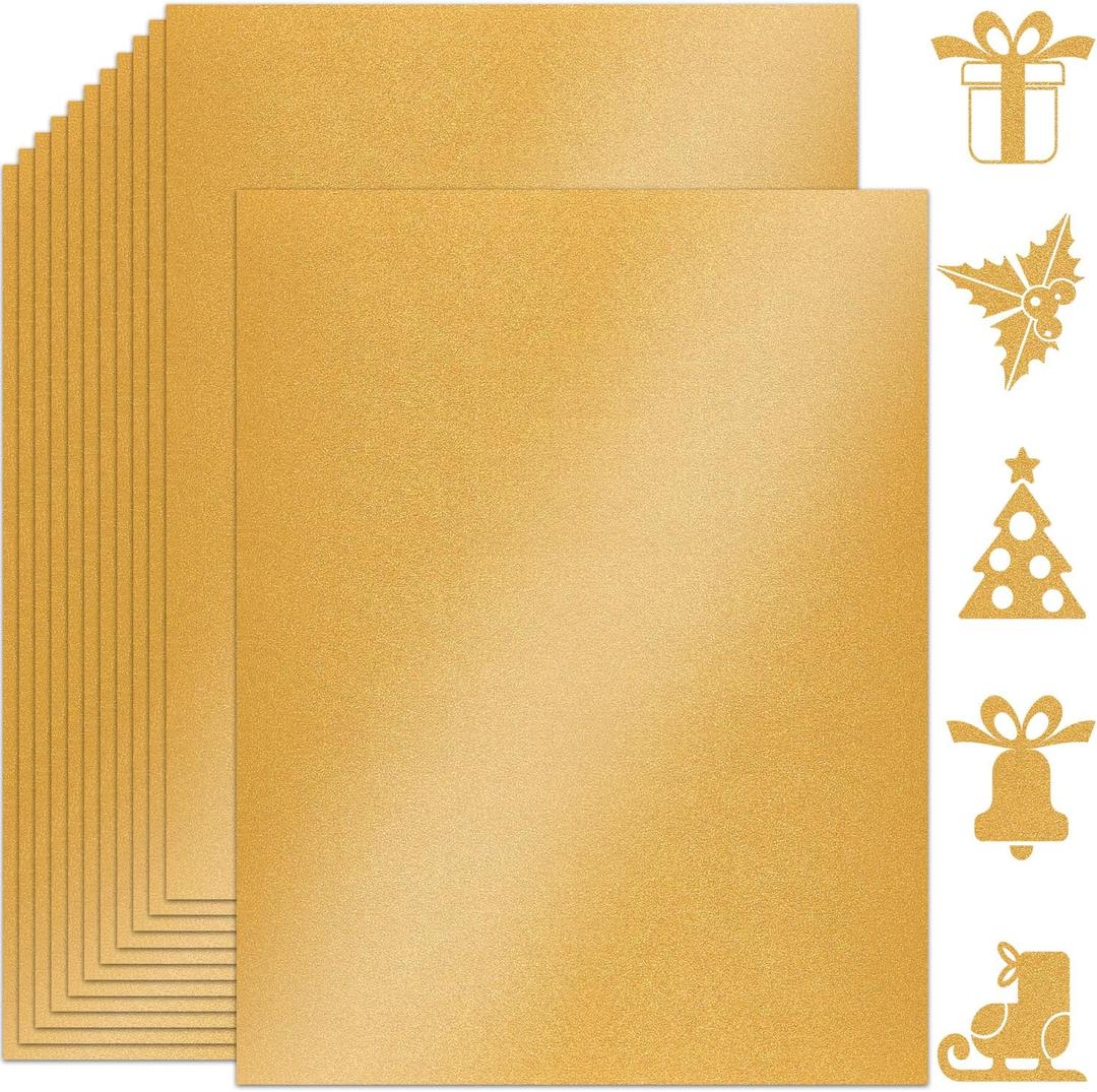 25 Sheets Yellow Gold Shimmer Cardstock Paper 8.5'' x 11'', 250gsm/92lb Double Sided Pearlescent Paper for Scrapbook, Invitations, Printing and DIY Cards