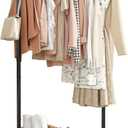 Clothes Rack - Clothing Rack with Storage Mesh Shelf & Casters, Heavy-Duty Metal Clothing Rack for Hanging Clothes, Dresses, Coats, Large Load Capacity, Easy Assembly, Black, 28.0"x16.9"x59.0"