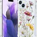 Compatible with iPhone 15 Case Clear Cute for Women - Rugged Phone Cases Funda Protector Cover Skin (Pink Flowers Spring Wild)